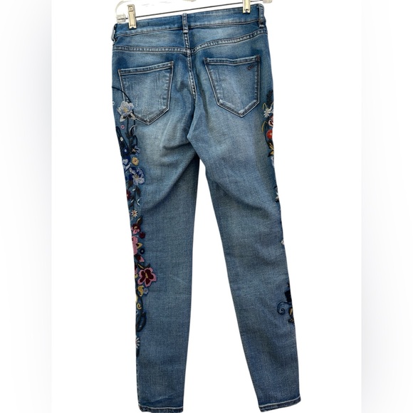 William Rast Embroidered Skinny Jeans Floral Justin Timberlake 25 Boho - Picture 3 of 10